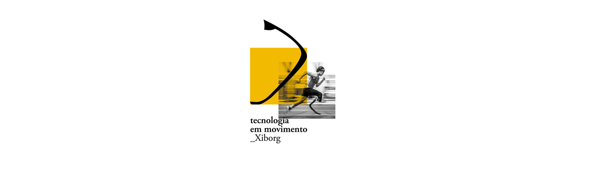 Banner da identidade visual da exposição Tecnologia em Movimento por Xiborg 
