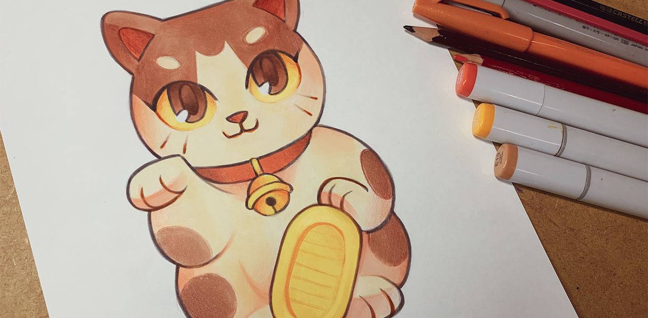 Maneki Neko: Aprenda a Desenhar o Gato da Sorte