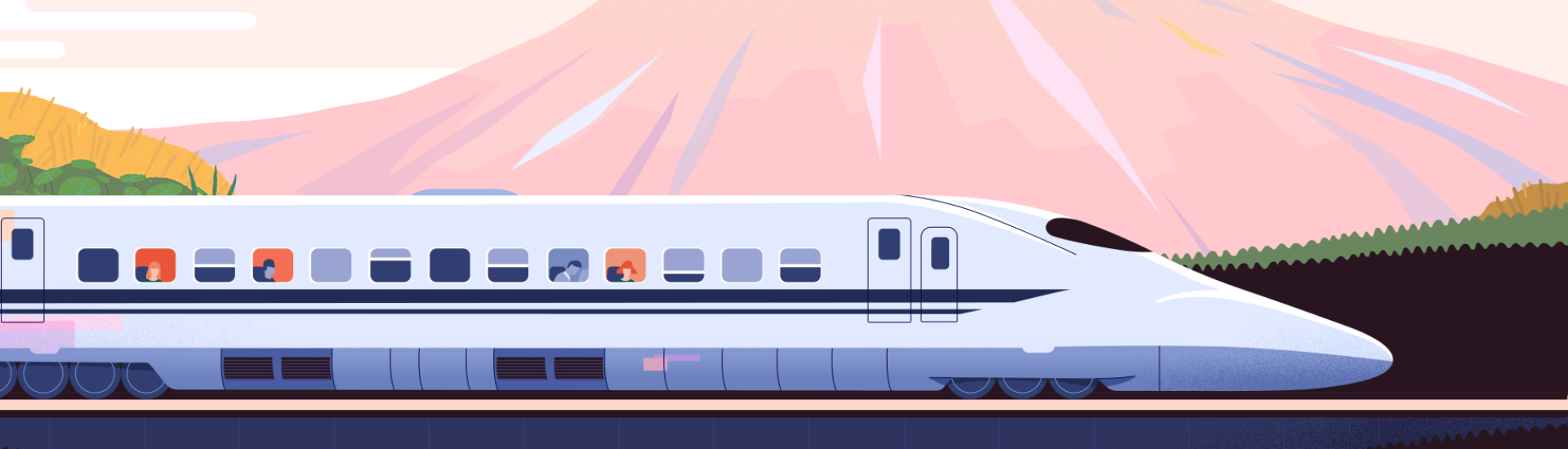 Ilustração de shinkansen - o trem-bala japonês.