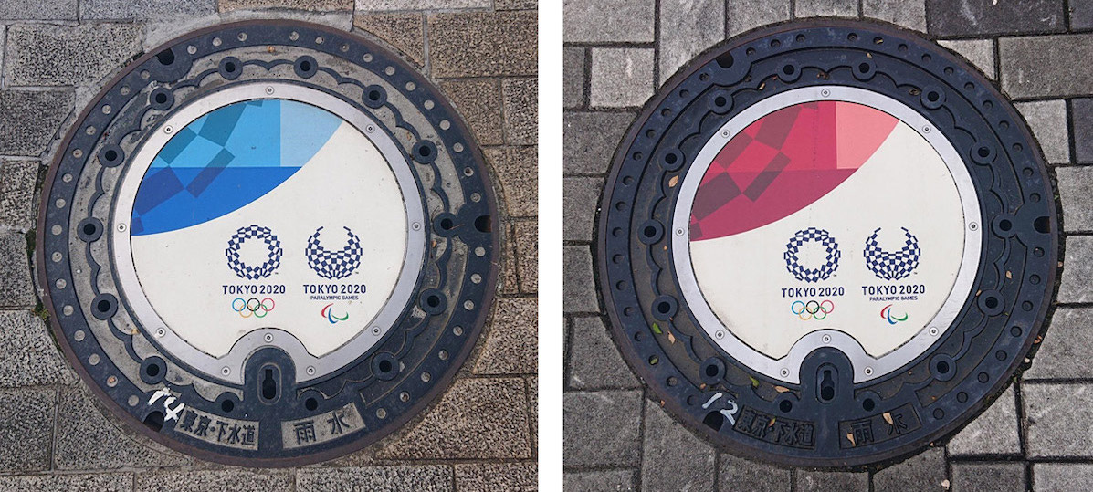 Duas tampas de bueiro projetadas para Tokyo 2020