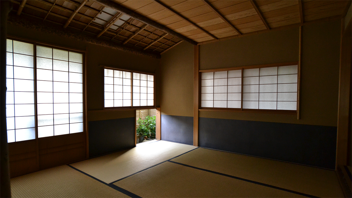 Foto de um chashitsu (sala de chá)
